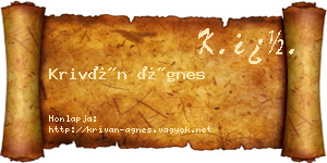 Kriván Ágnes névjegykártya