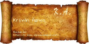 Kriván Ágnes névjegykártya