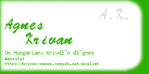 agnes krivan business card
